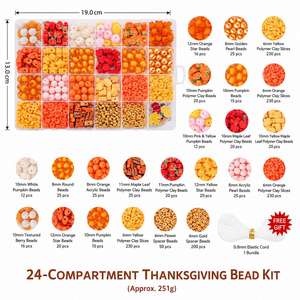 Kit de abalorios DIY de 24 compartimentos para Acción de Gracias, con cuentas espaciadoras de arcilla de otoño con formas de calabaza y hoja de arce, para la creación de pulseras y joyas - Product Image 4