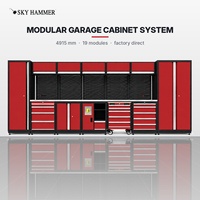 Ensemble d'armoires à outils de garage robustes, armoire de rangement modulaire en acier pour atelier avec plan de travail en acier inoxydable pour atelier de réparation automobile