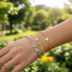 สร้อยข้อมือแฟชั่นสวยงาม ทำจากสแตนเลสสตีล 316L ชุบทอง PVD ทนทาน เป็นมิตรต่อสิ่งแวดล้อม สำหรับผู้หญิง - Product Image 3