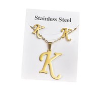 Juego de Joyería de Acero Inoxidable con 26 Collares con Letras del Alfabeto Inglés, Aretes Unisex Modernos y Personalizados con Letras