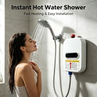 Chauffe-eau électrique instantané compact intelligent à affichage numérique mural pour lavabo et salle de bain