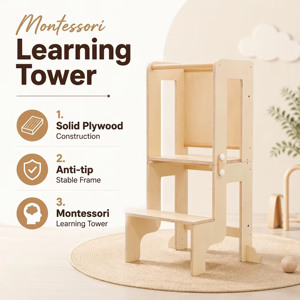 Toddler Adjustable Step <b>Stool</b> Multifunctional Montessori Wooden Baby <b>Kitchen</b> <b>Helper</b> Learning Tower With Blackboard - Product Image 5