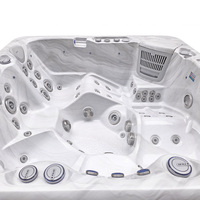 VIRLUX Spa extérieur moderne compact en acrylique avec 70 jets de hydromassage pour petite villa ou jardin, spa autoportant