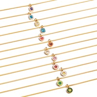 Arc-en-ciel multicolore coeur rond carré Zircon collier breloques pour la fabrication de bijoux en acier inoxydable non terni