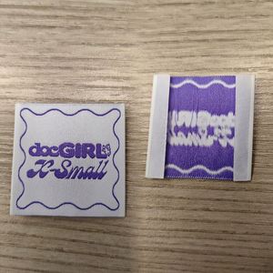 Free Sample End Folded Woven Size Label Narrow Polyester Fabric <b>Clothes</b> <b>Tags</b> for T-Shirts - Product Image 1