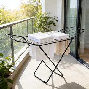 ราวตากผ้าเหล็กพับได้แบบชั้นเดียวทันสมัยสำหรับตากผ้าขนหนูและเสื้อผ้า - Product Image 1
