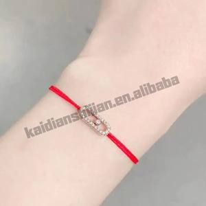 French Romantic 925 Sterling Silver Gold Plated Zircon Charm <b>Bracelet</b> Good Fortune Red Rope Adjustable Hand Jewelry <b>Sweet</b> - Product Image 4