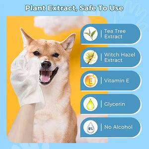 Gants de toilettage et lingettes humides pour chiens et chats, formule végétale douce, sans rinçage, hypoallergéniques, avec logo personnalisé - Product Image 2