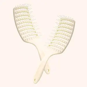 Mới Đến Thời Trang Đơn Giản Cong Vented Detangling Bàn Chải Tóc Biểu Tượng Tùy Chỉnh Ướt Khô Massage Bàn Chải Tóc Salon Làm Tóc Công Cụ