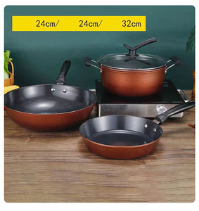 Wholesale Hot Selling Eco-Friendly Non-Stick Cookware Set Red Color Kitchen Cooking <b>Pot</b> Including Fry Pan and <b>Soup</b> - Product Image 6