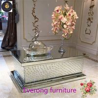 Meubles de table basse miroir en forme de diamant écrasé Offre Spéciale Table centrale miroir