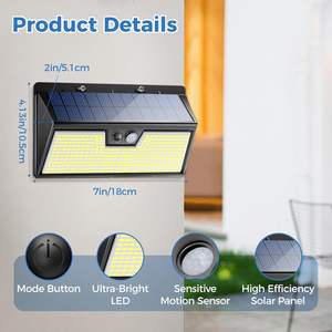 ALECTER Solar Motion Activated 318LED Wall <b>Lights</b> 3 Modes IP66 Waterproof Garden Patio Yard <b>Step</b> Stair Deck Outdoor Security - Product Image 3