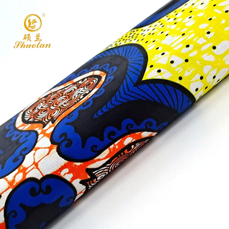 Tela estampada de batik de estilo africano para mujer, 100% algodón, 120gsm