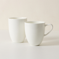 Nouveau design porcelaine fine en céramique blanche porcelaine fine lot de 2 pièces mugs blancs