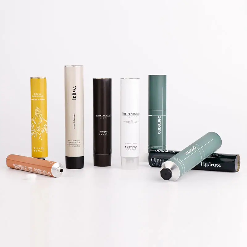 Tubos cosméticos plegables de aluminio, tubo de crema de manos con muestra gratis