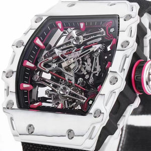 Montre mécanique squelette de luxe pour homme, choix privilégié des hommes riche, boîtier en fibre de carbone, mouvement apparent, bracelet en nylon noir, montre-bracelet sport de luxe - Product Image 3