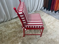 Fauteuil d'extérieur en tissu à séchage rapide avec service OEM, logo personnalisé, accoudoirs métalliques et coussin à passepoil pour patio, jardin et bistrot