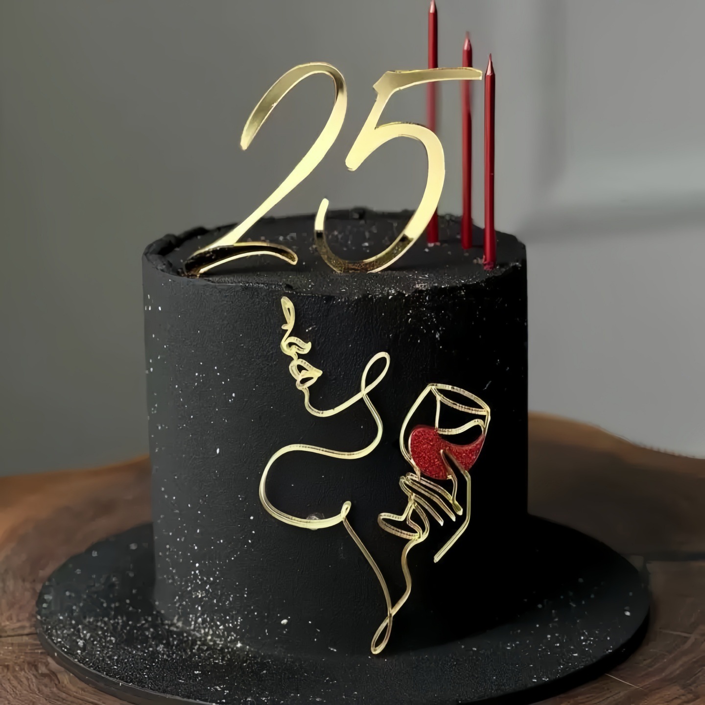 Gold+Glitter Big Red Wine glass 2