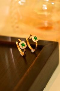 Xinfly 18k Real Gold Natural Diamond 0.3ct <b>Emerald</b> <b>Earring</b> - Product Image 4