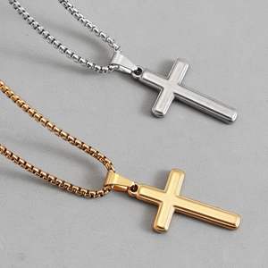 Collar con Colgante de Cruz Punk, Diseño Moderno en Acero Inoxidable, <span class=keywords><strong>Cadena</strong></span> Dorada, Plateada o Negra, Collar de la Suerte para Hombres y Mujeres - Product Image 3