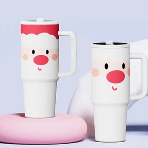 Gobelet isotherme de Noël de 40 oz |   Motif flocon de neige, poignée, paille |   Vente en gros de cadeaux de Noël et pour la <span class=keywords><strong>famille</strong></span> - Product Image 3