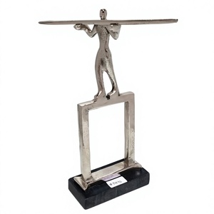 High Quality Demand Modern Silver <b>Figurative</b> Sculpture Handmade Artistic Tabletop Decor for Living Room Jaffs Exports Aluminium - Product Image 1