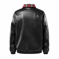 Blouson Bomber Réversible Imperméable Coupe-Vent en Mélange PU Spandex Polyester Col Rabattu Unisexe Noir Hiver Décontracté Vente en Gros