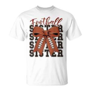 Camiseta con Lazo Coqueta de Football Sister para Niñas, Diseño Lindo para el Día del Partido - Product Image 1