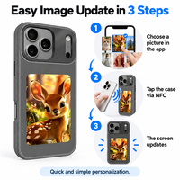 Coque de téléphone intelligente à écran E-Ink 4 couleurs avec NFC et affichage changeant, protection pour iPhone 18 17 16 15 14 Pro Max