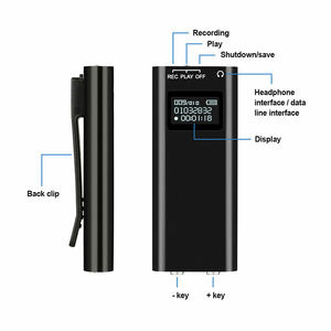 Grabadora de Voz Magnética Q25/WEM49 con Clip, 180 Horas de Grabación, 64 GB, Encriptación por Contraseña, WAV/MP3 - Product Image 2