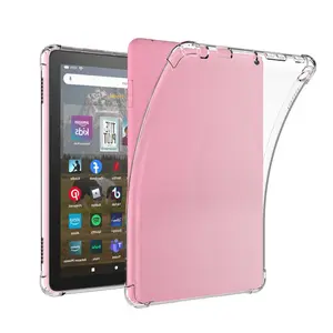 Casing TPU lembut transparan, penutup Tablet pelindung kantung udara Anti jatuh untuk Amazon Kindle Fire HD8 2022 8"