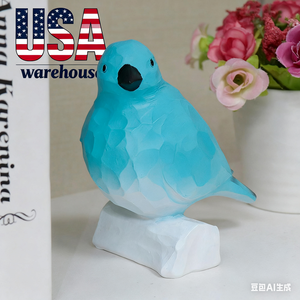 Statua di gufo blu in resina-giardino all'aperto e decorazione del prato, regalo perfetto per gli amanti degli uccelli - Product Image 1