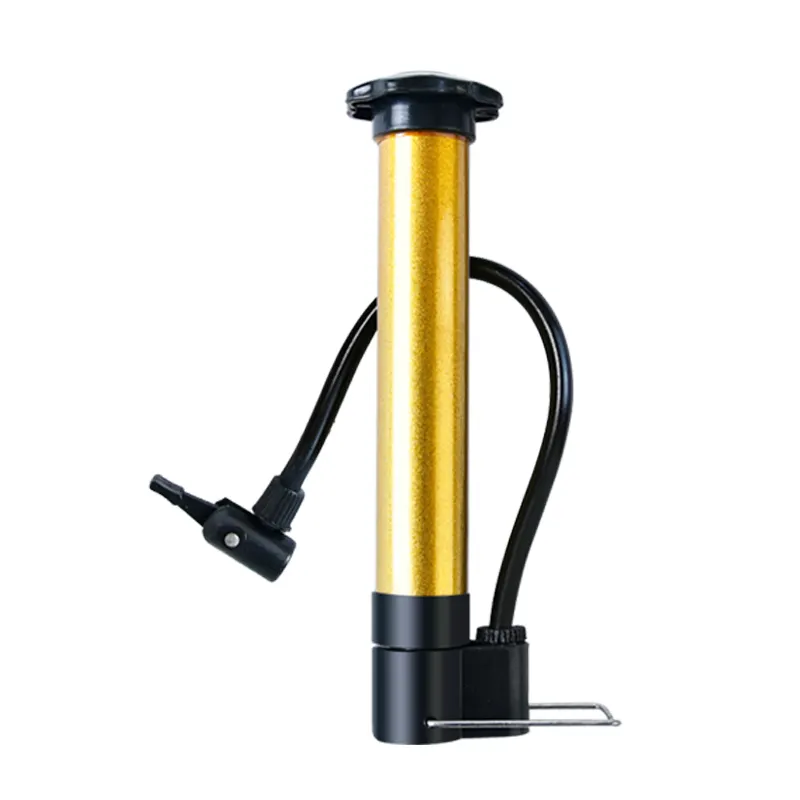 golden color lightweight mini bicycle air pump cheap price easy carry bicycle hand pump for basketball