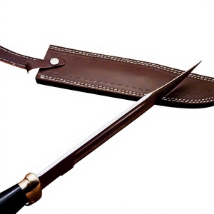 Couteau Bowie de camping en acier Damas OEM à lame fixe, léger, avec manche en bois et étui en cuir - Product Image 5