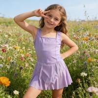 Vestido de Yoga para Niñas al por Mayor con Logotipo Personalizado, Transpirable, Cuello Cuadrado, Ajuste Holgado, Informal para Niñas, para Entrenamiento Diario, Escuela, Baile