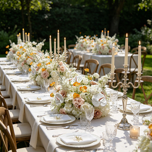 Arreglo Floral Artificial Redondo Completo de Lirios Calla en Tonos Polvoriento, Blanco y Naranja para Centro de Mesa de Boda y Recepción - Product Image 3