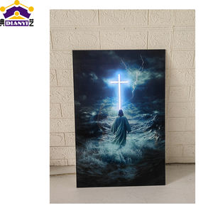 Art mural LED moderne Jésus-Christ 50x33cm vertical, impression sur toile religieuse, affiche design Art Déco, décoration chrétienne pour salon - Product Image 2
