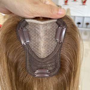 Prêt à expédier : Topper en dentelle balayage 12-14 pouces, cheveux Remy européens, aspect naturel, raie centrale libre, pour femmes souffrant d'une légère perte de cheveux - Product Image 1