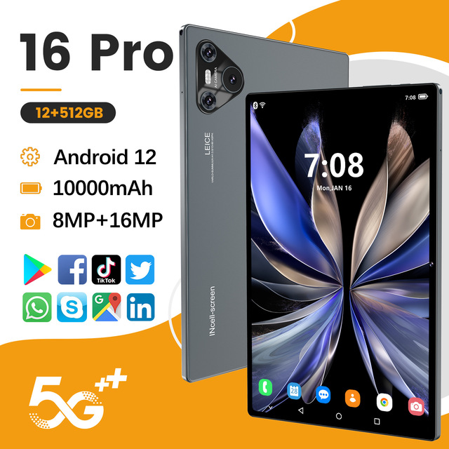 New Model Cross-Border Tablet PC Factory Wholesale 10.1-Inch Large Screen 5G Quad Core 12+512 Business Use 12 Drop Shipping