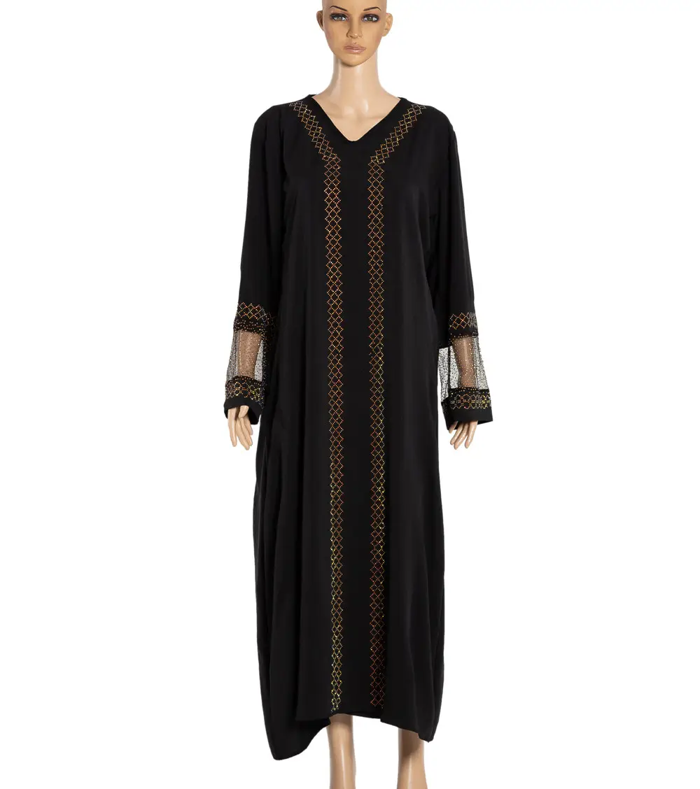 Robe Abaya musulmane de luxe, personnalisée, en dentelle africaine, strass scintillants, pour femmes, 2023