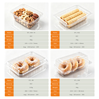 Boîte à gâteau en PET transparent avec couvercle à charnière, emballage jetable et recyclable pour pâtisserie, qualité alimentaire, vente en gros, personnalisable pour chewing-gum et sushi