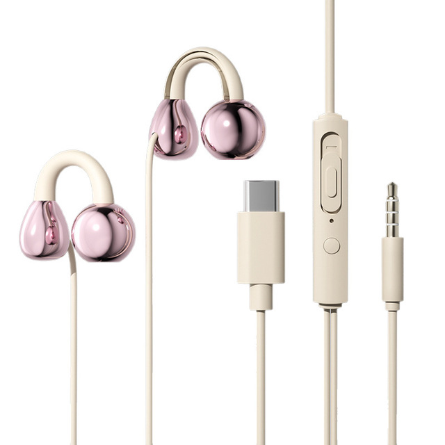 2026 New Cross-Border Wired Best-Seller Sound-Positioning Type-C/3.5mm Ear-Clip Headphones 1.2m Cord Non-In-Ear Universal All