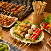 Brochettes jetables en bambou en gros pour barbecue commercial, idéales pour kebab, saucisses, tanghulu, barbe à papa et fruits