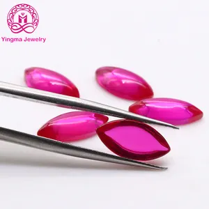 Sintético 5 # cor plana volta corindo vermelho pedra solta pedra preciosa marquise cabochão rubi cabochão