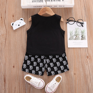 Conjunto de ropa de verano <span class=keywords><strong>para</strong></span> niños al por mayor versión coreana <span class=keywords><strong>Chaleco</strong></span> de algodón de dos piezas y pantalones cortos sin mangas <span class=keywords><strong>para</strong></span> niños pequeños - Product Image 4