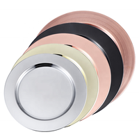 Assiette de présentation ronde Tianxing en acier inoxydable or rose et argent, réutilisable, de luxe, pour mariage, vente en gros