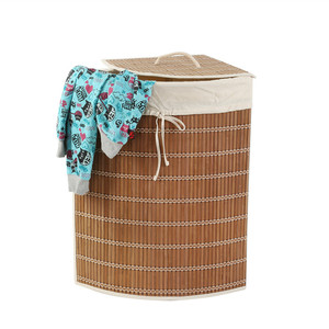 Rotonda di bambù paniere della lavanderia con coperchio - Product Image 3