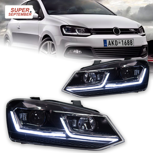 Faro a LED 12V con lente per Polo 2011-2018, modifica con luci diurne a doppia L e indicatori di direzione - Product Image 1