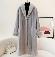 Meilleur manteau de fourrure de vison saphir doux de qualité européenne pour l'hiver manteau de vison blanc vintage pleine longueur
