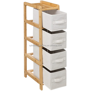 Organizador de <span class=keywords><strong>tela</strong></span> de bambú SYT para cuarto de niños, armario con cajones suaves para estación de pañales, torre de almacenamiento para rincón de habitación infantil - Product Image 3